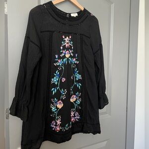 Umgee Black Floral Embroidered dress